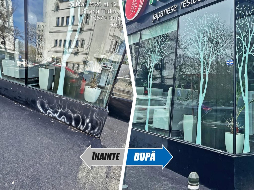 Sectorul 1 își curăță fațadele. Proprietarii șterg mâzgălelile de pe ...